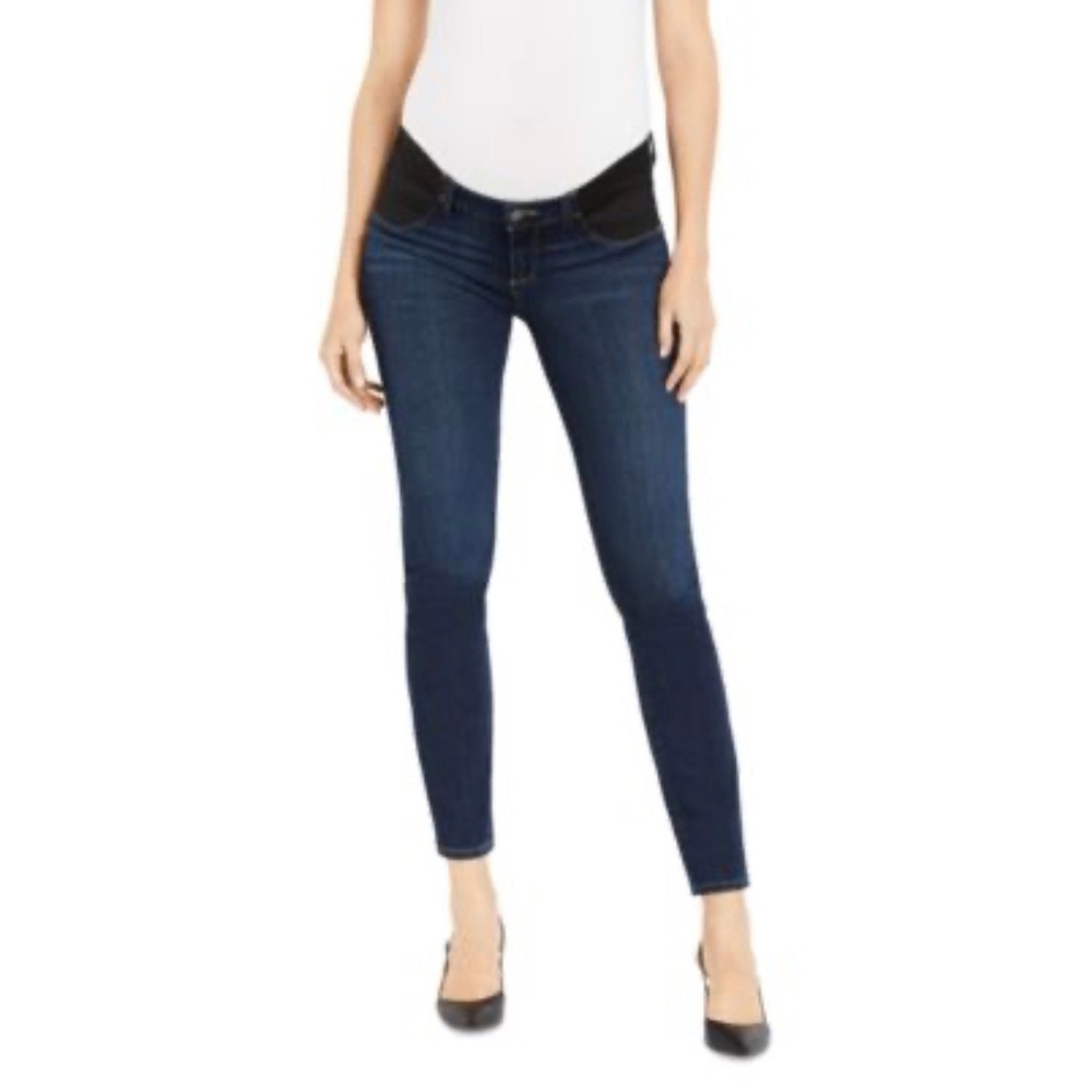 PAIGE Verdugo Ankle‎ Maternity Skinny Jeans Dark Wash Side Elastic Size 28